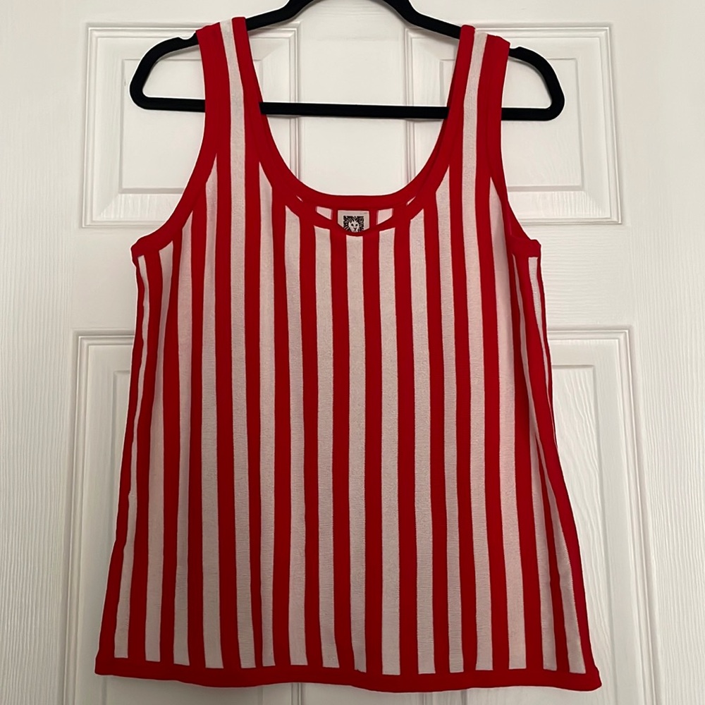 Anne Klein Red & White Knit Tank